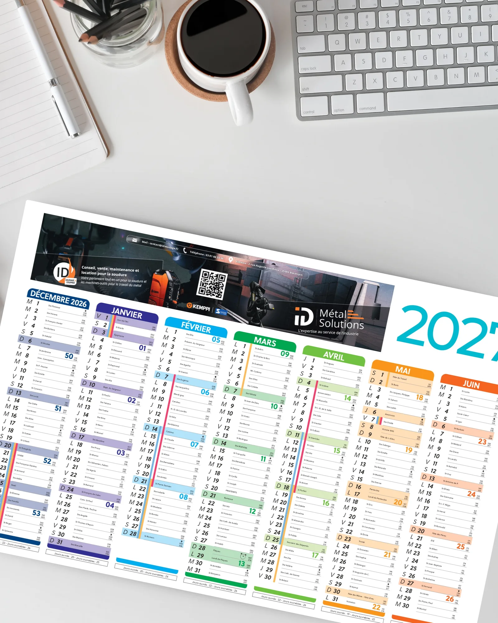 Calendrier personnalisé — ID Soudage : visuel principal fourni par FAST COM
