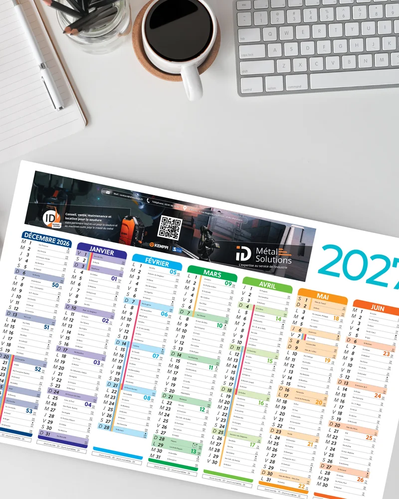 Calendrier personnalisé — ID Soudage : visuel principal fourni par FAST COM