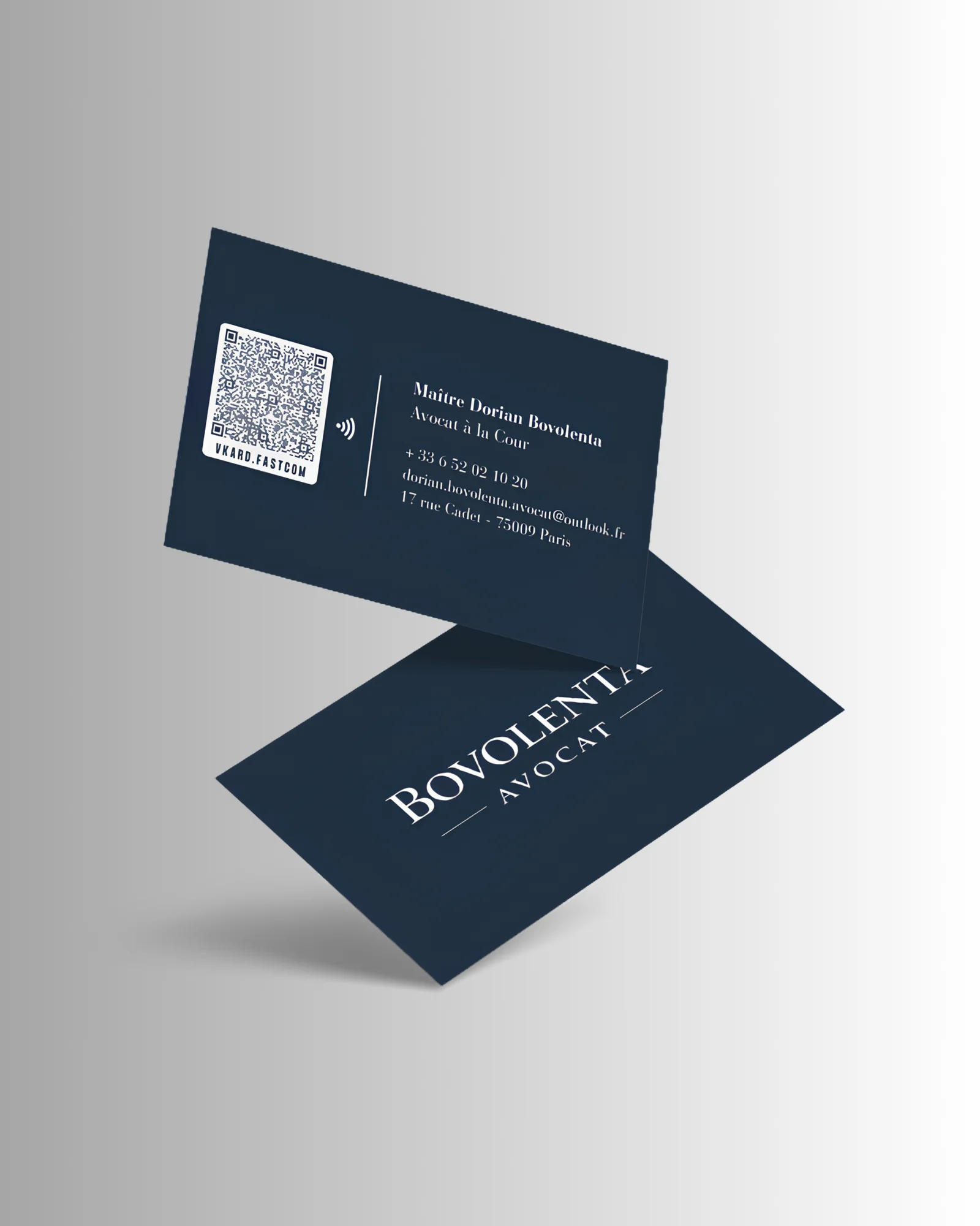 Cartes de contact numériques — Bovolenta Avocat : visuel principal fourni par FAST COM