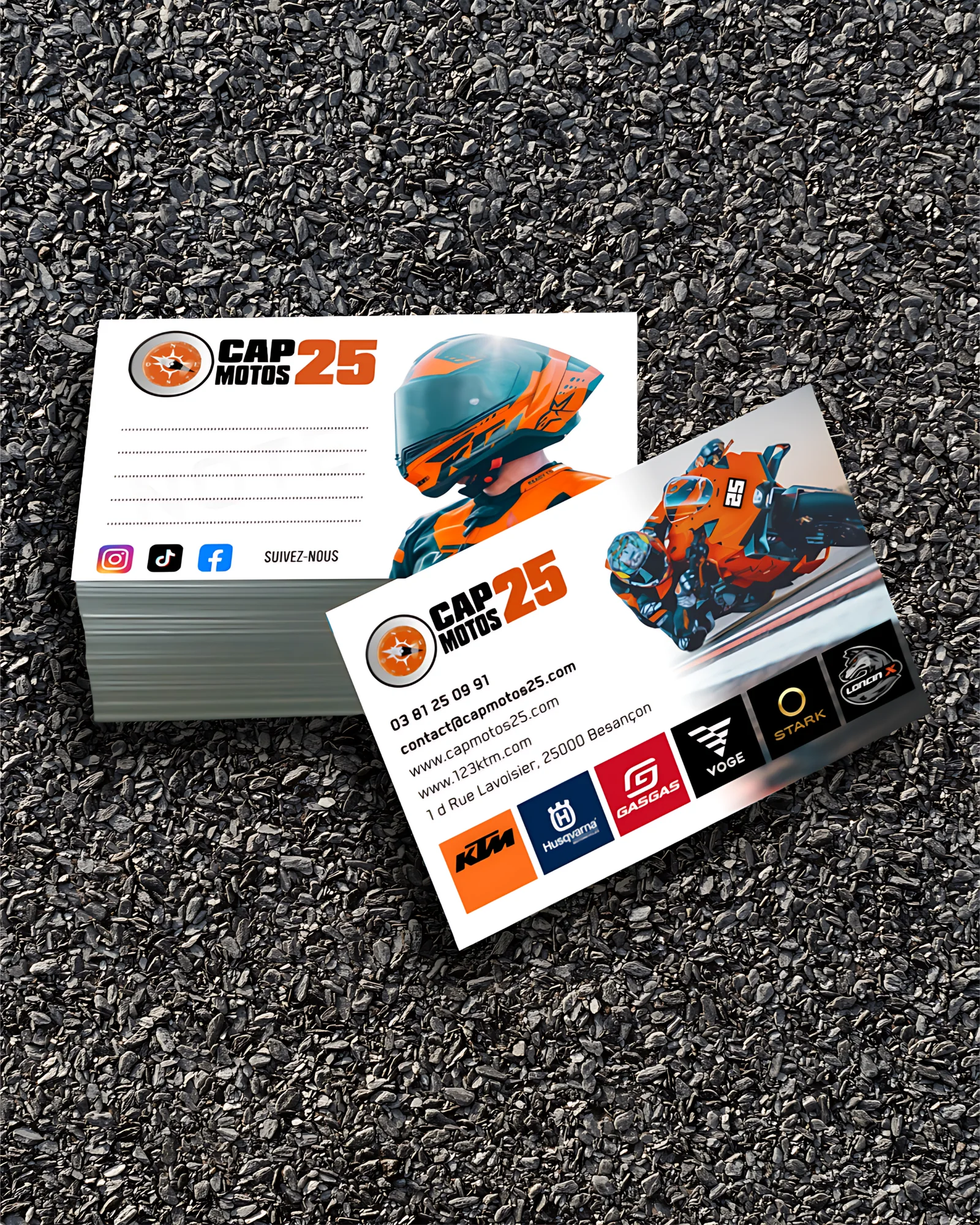 Cartes de visite — CAP MOTOS 25 : visuel principal fourni par FAST COM