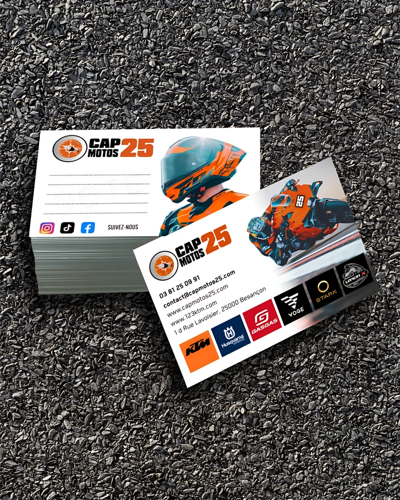 Cartes de visite — CAP MOTOS 25 : visuel principal fourni par FAST COM