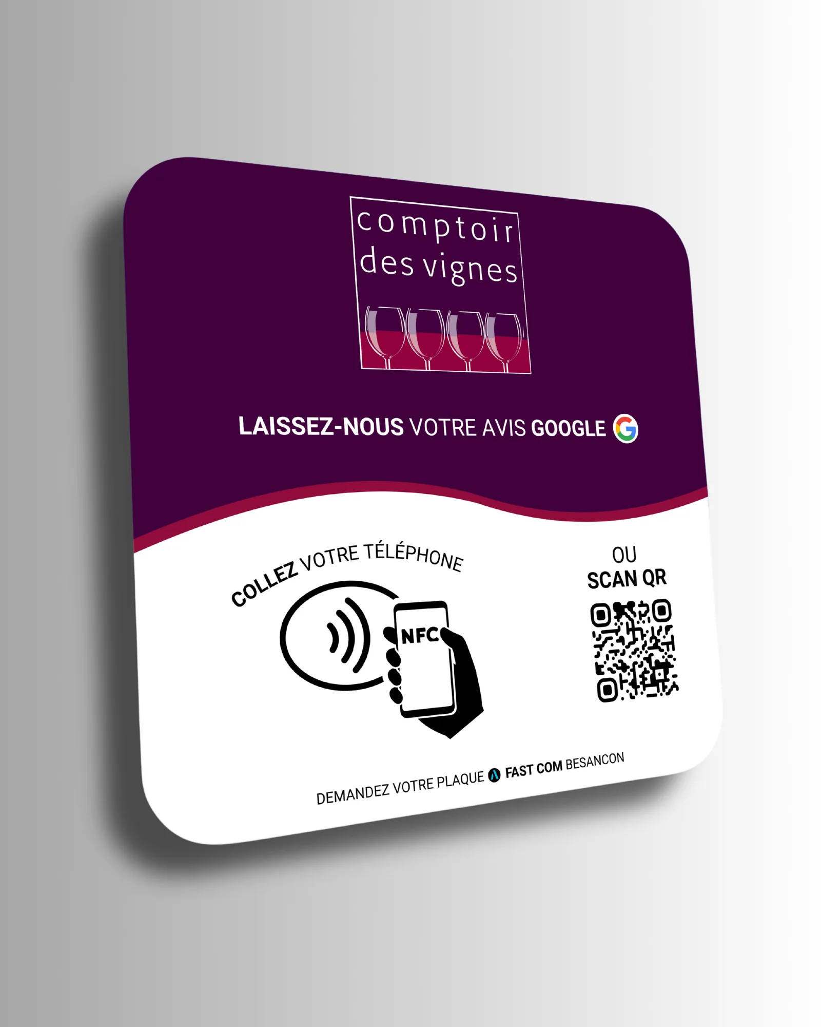 Plaques NFC personnalisées — Comptoir des Vignes : vue 2 fourni par FAST COM