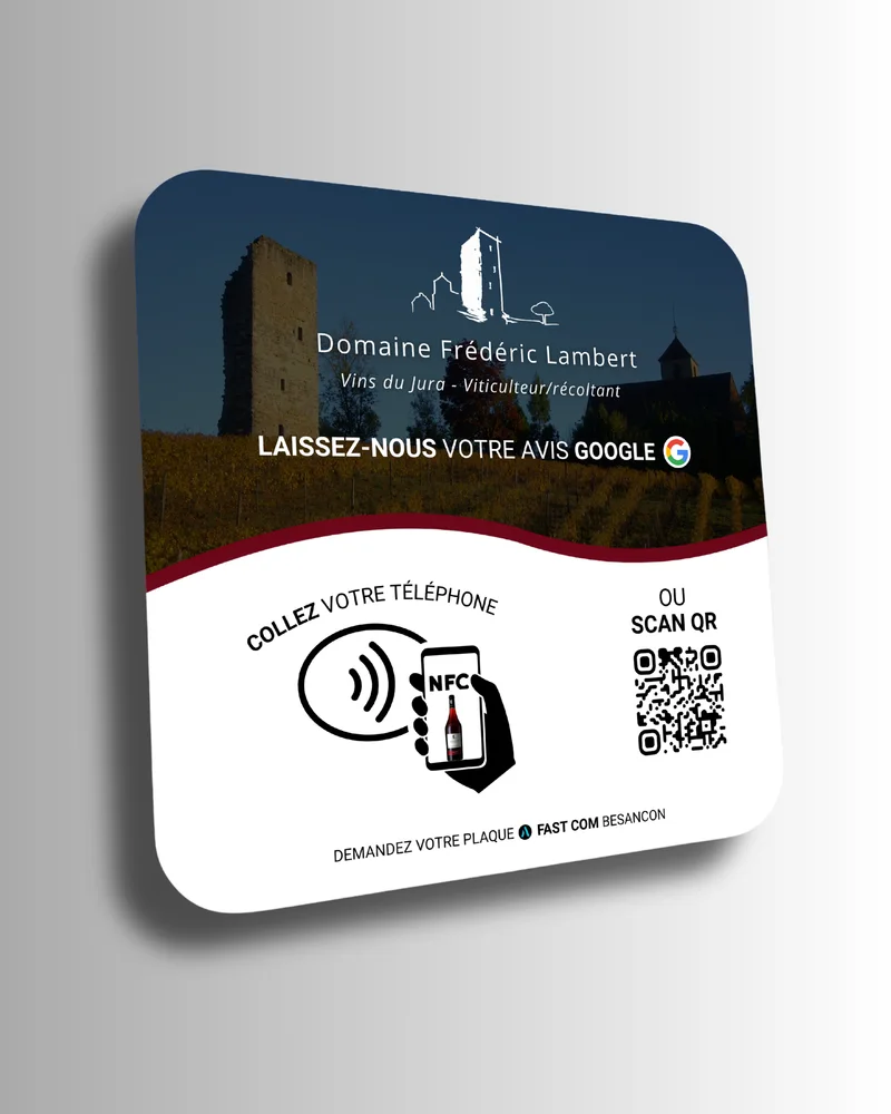 Plaque NFC — Domaine Frédéric Lambert : visuel principal fourni par FAST COM