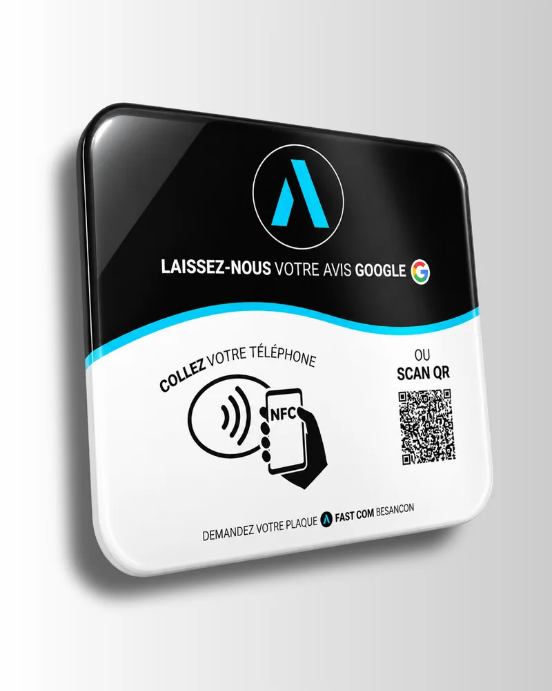 Plaque NFC de l’agence — FAST COM : visuel principal fourni par FAST COM